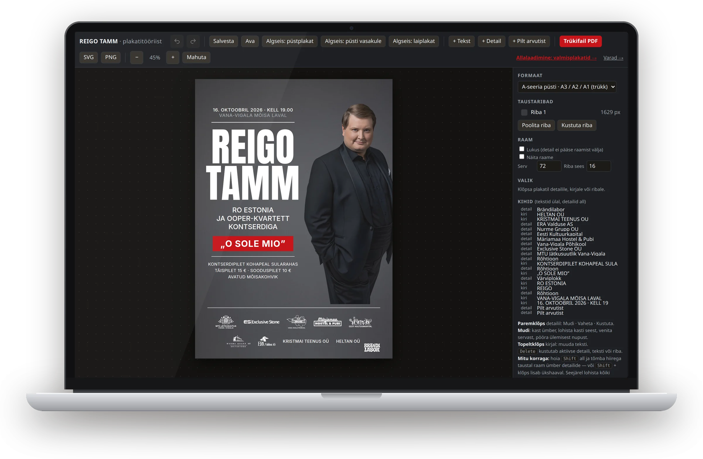 Reigo Tamme kontsert: plakatitööriist